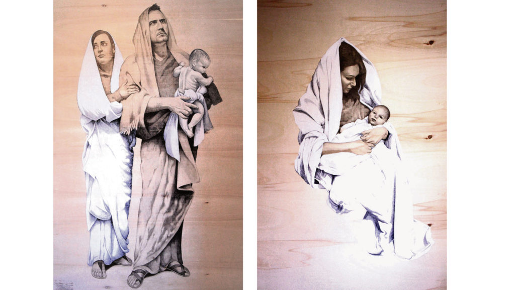 Die Flucht nach Ägypten (links) und Christi Geburt (rechts) aus dem Bilderzyklus von Stella Radicati. | © zvg/Kloster Mariastein