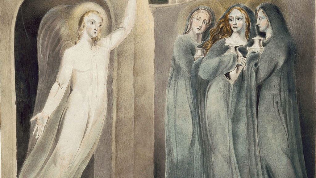 Die drei Marien am Grab: Ein Werk des englischen Malers und Dichters ­William Blake (1757–1827), im Fitzwilliam Museum, Cambridge. | © The William Blake Archive