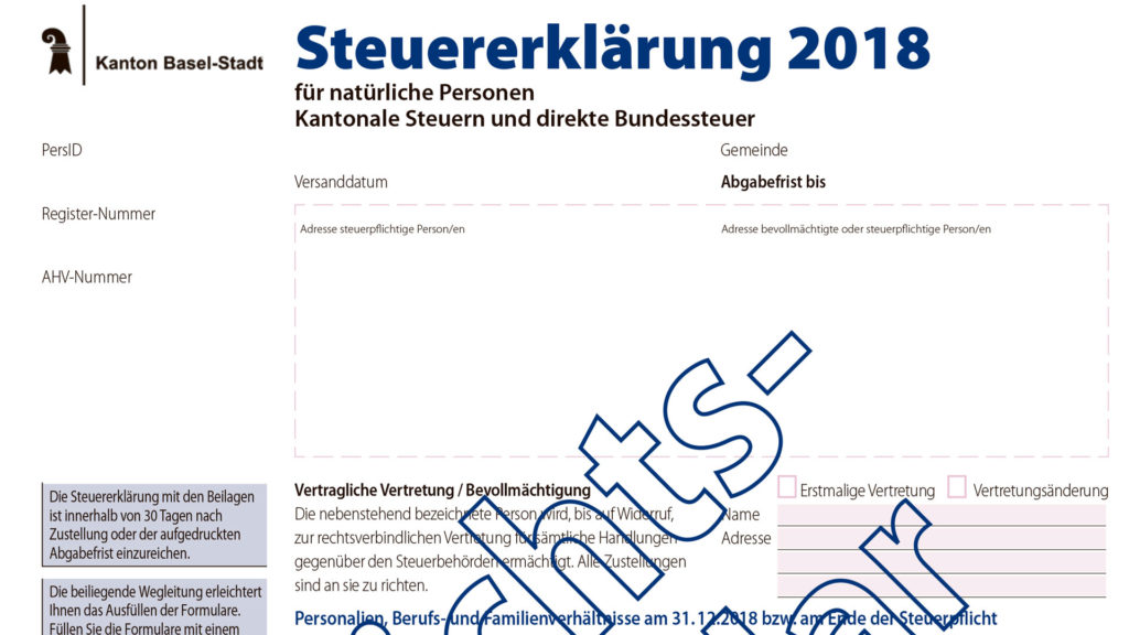 Formular der Steuererklärung des Kantons Basel-Stadt. | © www.bs.ch
