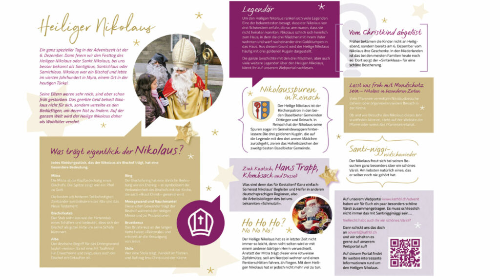 Die Seiten 6 und 7 der Broschüre befassen sich mit Sankt Nikolaus und den Weihnachtsgeschenken. | © ZvG