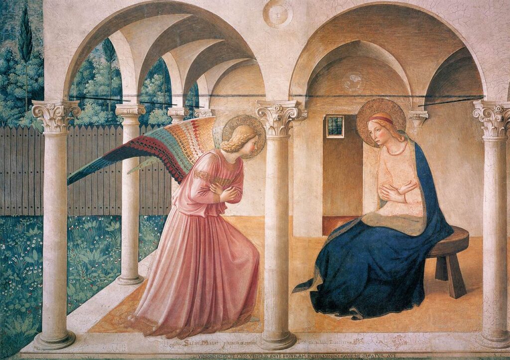 Fra Angelico: Verkündigung an Maria (Fresko im Dominikanerkloster San Marco in Florenz). | © Web Gallery of Art/wikimedia