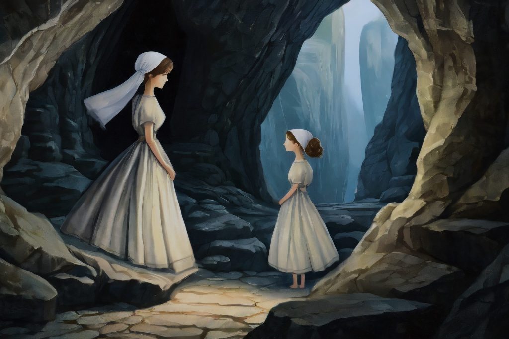 Welche Bedeutung hat es, dass genau Bernadette die Erscheinung hatte? Und welche Bedeutung kann das allgemein für Mädchen und Frauen haben? | © Leonie Wollensack/KI-generiert mit Adobe Firefly